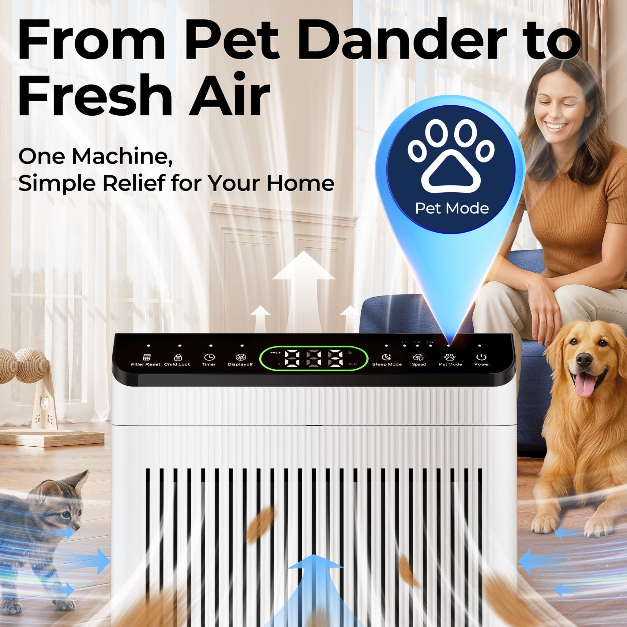 EVALIT ET066 Air Purifier For Home Large Room,White