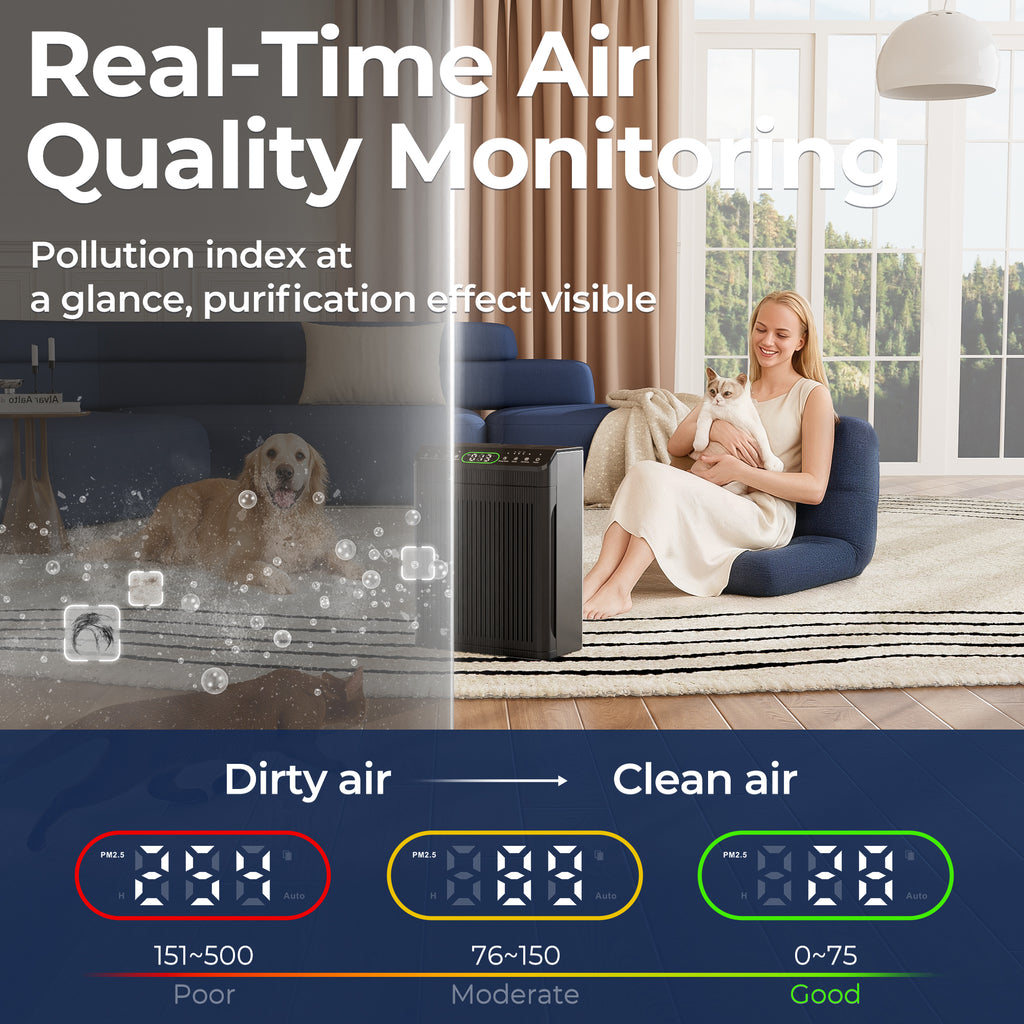 EVALIT ET066 Air Purifier For Home Large Room,Black